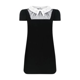 Self Portrait Crepe Bow Collar Mini Dress - female - Self Portrait - Short Dresses - Black - M - Dresses