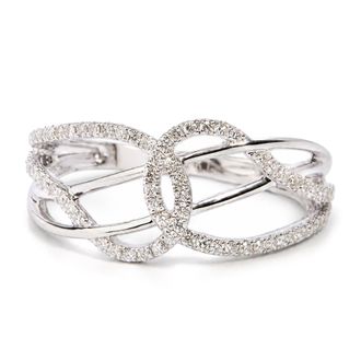 House of Brilliance 14K White Gold 1/4 Cttw Diamond Interlacing Loop Bypass Ring