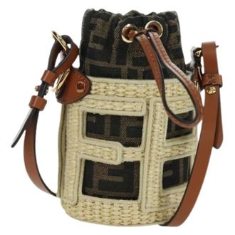 Fendi Pre-owned Bucket Bags, female, Beige, Size: ONE SIZE Pre-owned Zucca Canvas Shoulder Bag