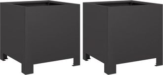 vidaXL Jardineras 2 unidades acero negro 30x30x30 cm Vidaxl