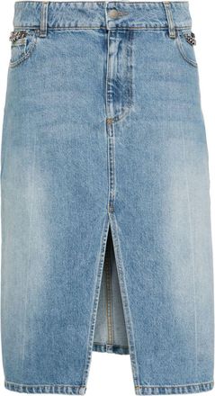 Stella McCartney Iconic Falabella chain-link denim skirt - women - Polyester/Cotton/Polyester/Metal/Cotton - S - Blue