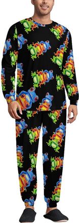 Generic LGBT Gay Proud Frog Mens Pajama Set Long Sleeve Top Long Pants Sets Soft Sleepwear Loungewear 2XL
