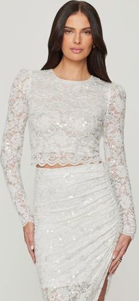 Generation Love Safia Sequin Lace Top in White at Nordstrom, Size Xx-Small L