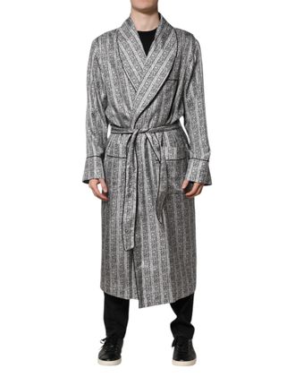 Dolce & Gabbana Mens Multicolor Floral Robe Coat Wrap Jacket Silk Clothing
