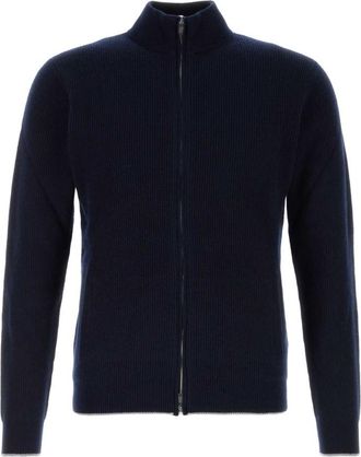Fedeli Blue Mock Collar Cardigan