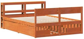 vidaXL Bed Frame without Mattress Wax Brown 135x190 cm Double Solid Wood Pine Vidaxl