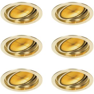 QAZQA Set of 6 Modern Recessed Spotlights Gold Adjustable - Coop 111 Honey