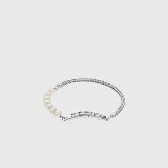 Diesel Sterling silver chain and pearl bracelet - Bracelets - Unisex - Silver