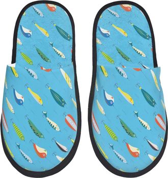 Generic Different Color Fishing Bait Men Women Shoes Cosy Slippers Fluffy Sliders For Outdoor Bedroom Winter L