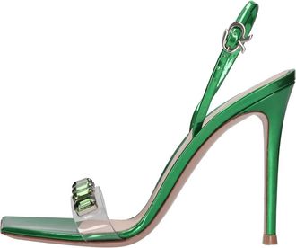 Gianvito Rossi Ribbon Candy Plexitrasp - Dames - Sandalen met hakken - Groen - 39 EU - Leer - Schoenen