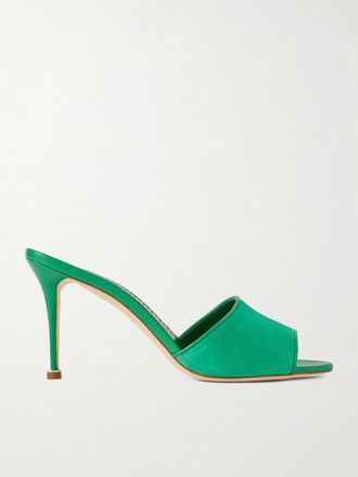 Manolo Blahnik Mule In Camoscio Larache 90 - Verde