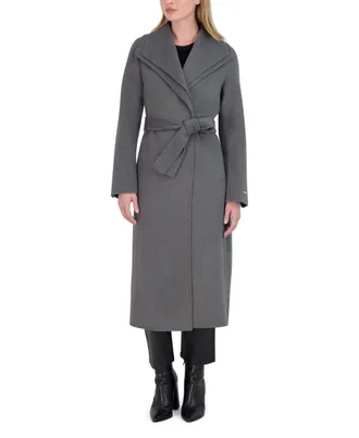Elie Tahari Womens Elliot Slim Fit Wool Blend Wrap Coat, Ash