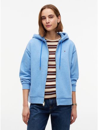 Tommy Hilfiger Womens Relaxed Fit Zip Hoodie - Blue Orbit - XXL