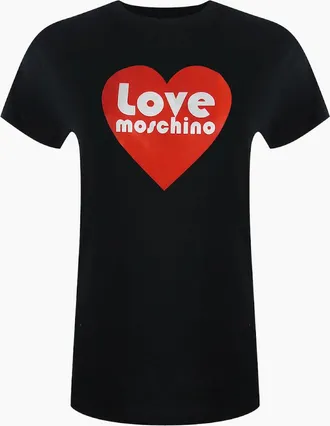 Love Moschino Womens Love Moschino Heart Logo Black T-Shirt - Size: 18/16