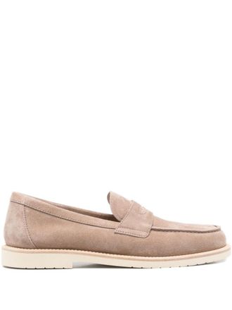 Brunello Cucinelli Beige Suede Loafers