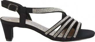 Ros Hommerson Womens Lettie Ii Heel Strap Sandal In Black Sparkle