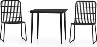 vidaXL 3 Piece Garden Dining Set Black Vidaxl