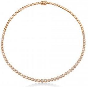 Allurez Half Eternity Diamond Bezel Tennis Necklace 14k Rose Gold (3.53ct)