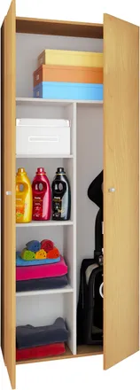 ebuy24 Vcm Gabinete De Escoba De Madera 6 Compartimentos Dimensiones Aprox. An. 70 X Al. 178 X T. 40 Cm Gabinete Dom&eacute;stico Armario Multiusos - Vandol (haya)