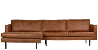De Eekhoorn Design Ecksofa Roddie aus recyceltem Leder mit Chaiselongue - Cognac