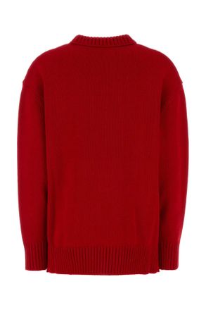 Prada Womens Red Wool Oversize Sweater Rosso Maglieria