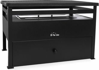 Purline Purline - Barbacoa De Etanol 1.5l Acero Rojo Y Plancha Rectangular De Hierro