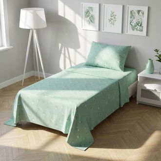 KASANOVA Completo letto singolo fiorellini verde