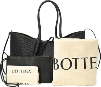 Bottega Veneta Black Leather Pouch Tote Bag (Pre-Owned)