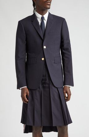 Thom Browne 4 Bar Mélange Wool Sport Coat in Dark Blue at Nordstrom, Size 2