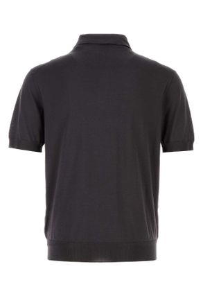 Prada Mens Dark Brown Silk Polo Shirt Moro Exterior: Recycled