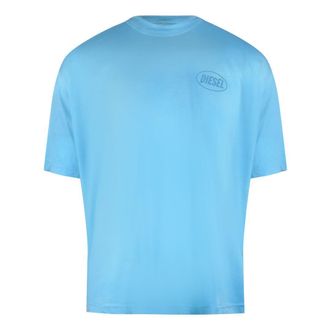 Diesel Heren Monotone Logo Katoenen T-Shirt (Blauw)