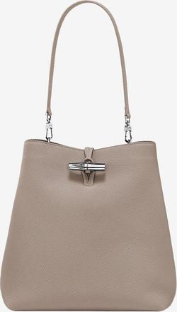 Longchamp Schultertasche aus genarbtem Leder Bambou M