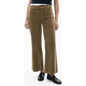 Mango Catherin High Waist Crop Wide Leg Corduroy Culotte Pants in Khaki at Nordstrom Rack, Size 14
