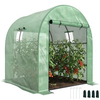 Mauro Ferretti Serra A Tunnel Per Orto 1.8x1.8x2 M In Acciaio E Pe Anti Uv Con Porte Avvolgibili E Finestre, Verde