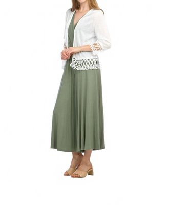 Papillon Stretch Cardigan With Lace Trim In White