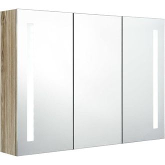 vidaXL Mueble De Ba&ntilde;o Con Espejo Led Color Roble 89x14x62 Cm Vidaxl