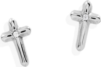 Alex and Ani Cross Mini Stud Earrings Earrings in Silver at Nordstrom
