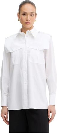 Karl Lagerfeld Overhemden, Dames, Wit, XS, Katoen, Klassiek Katoenen Shirt