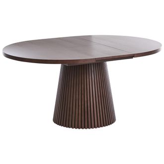 Beliani Mesa De Comedor Extensible Con Pata Central Industrial Moderna Acanalada De Madera De Fresno Oscuro Moore