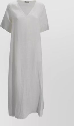 Whyci linen v-neck short-sleeve maxi dress
