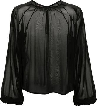 Andamane Renee puff-sleeve blouse - women - Silk/Elastane - 40 - Black