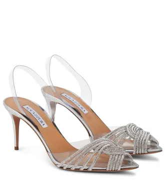 Aquazzura Gatsby 75 embellished slingback pumps