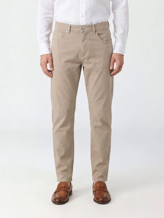 Eleventy Slim Fit Linen and Cotton Blend Trousers with Drawstring Waist