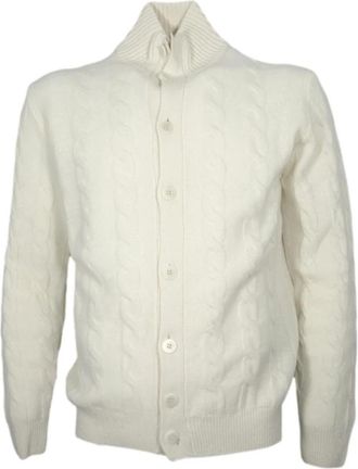 Cashmere Company Cashmere Company, Truien & Vesten, Heren, Wit, XL, Wol, Slim Fit Kabelgebreid Vest