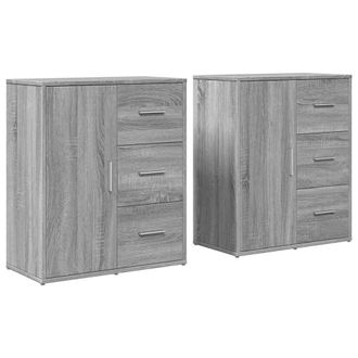 Berkfield Home Sideboards 2 pcs Grey Sonoma 60x31x70 cm Engineered Wood | Size: 60 x 31 x 70 cm