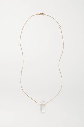 JiaJia Collana In Oro 14 Carati Con Quarzo E Diamanti