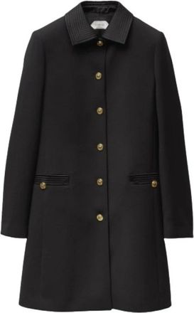 Versace Single-Breasted Coat - Dames - Mantel - Zwart - S - Leer - Jassen