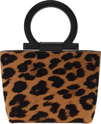 Ferragamo Macro Gancini mini bag - women - CALFSKIN/Calf Hair - One Size - Brown