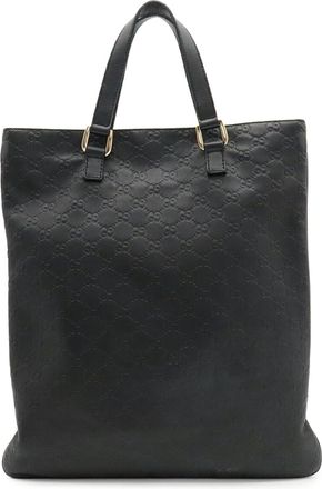 Gucci Guccissima Black Gg Leather Handbag Shoulder Bag Tote Bag (Pre-Owned)