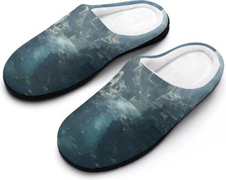 Generic Ancient Underwater City Slippers Men Winter Warm Cotton Anti-Slip Indoor Slip-Ons House Shoes